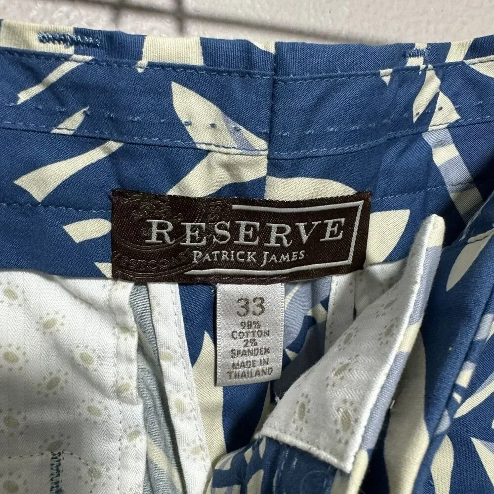 Reserve Patrick James Shorts Mens Sz 33 Tropical Palm Print Pima Cotton Golf